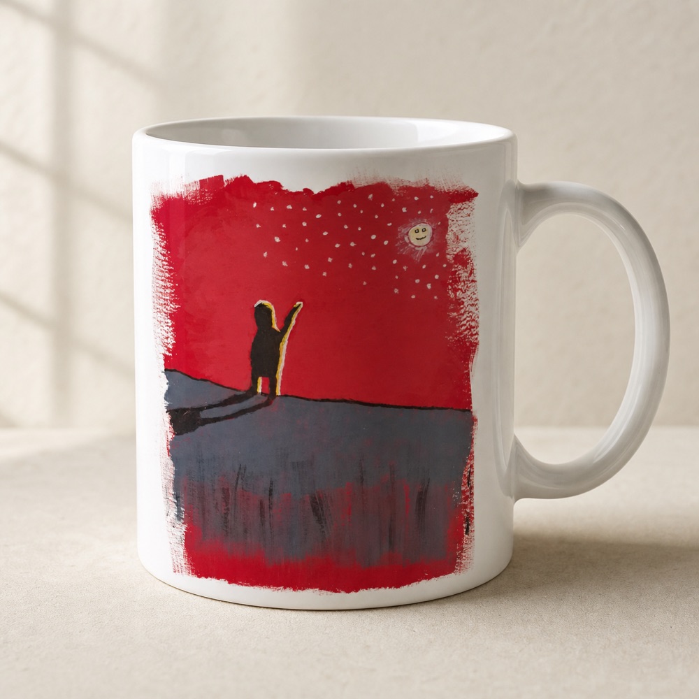 Mug printed with The Smiling Moon artwork
